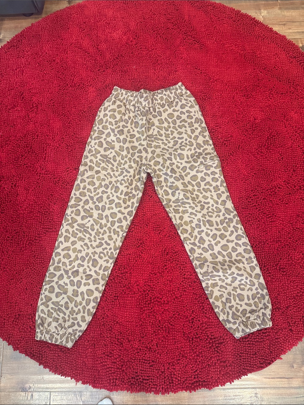 NEW COMFRT Women's Leopard Print Jogger Track Pants in Beige
